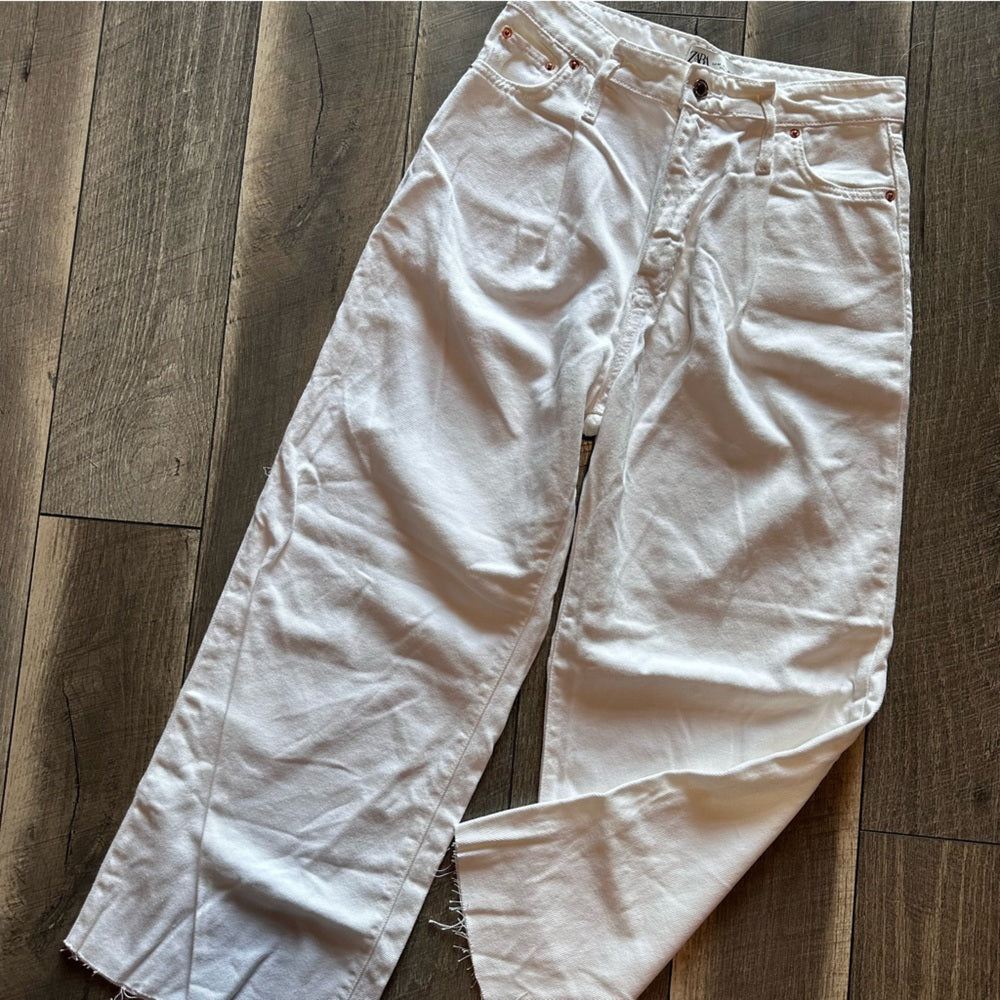 Zara White Wide Leg Jeans
