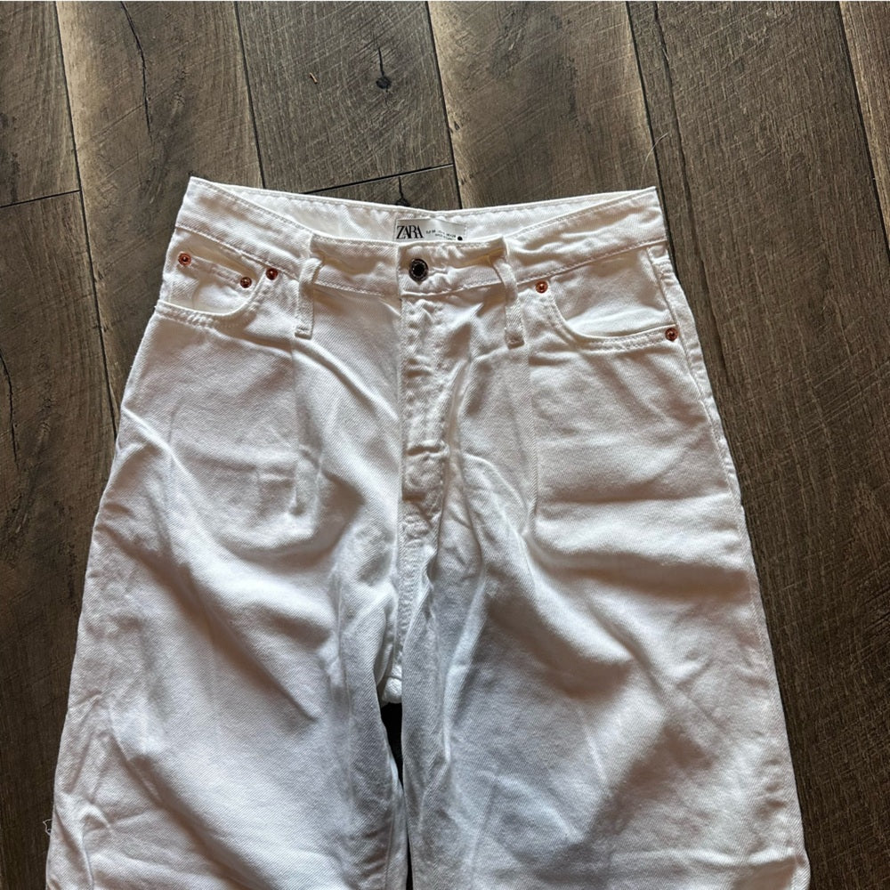 Zara White Wide Leg Jeans
