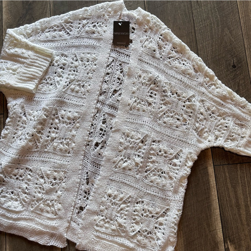 Impressions Short Sleeve Open Cardigan