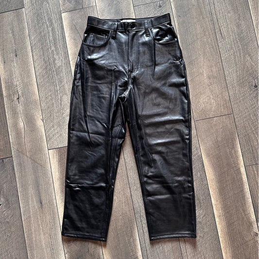 Abercrombie & Fitch Faux Leather Hi Rise Straight Leg Pants