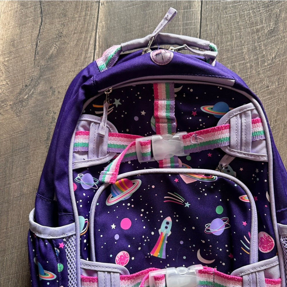 Pottery Barn Kids Mackenzie Rainbow Heart Galaxy Glow-in-the-Dark Backpack