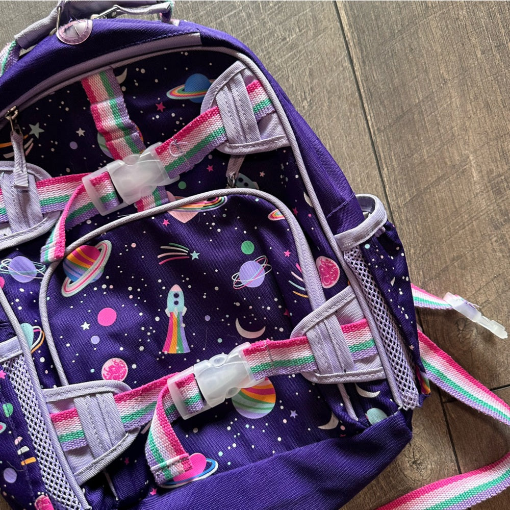 Pottery Barn Kids Mackenzie Rainbow Heart Galaxy Glow-in-the-Dark Backpack