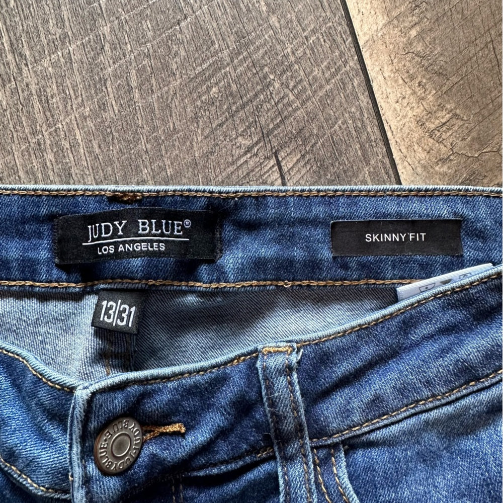 Judy Blue Plaid Distressed Skinny Jeans