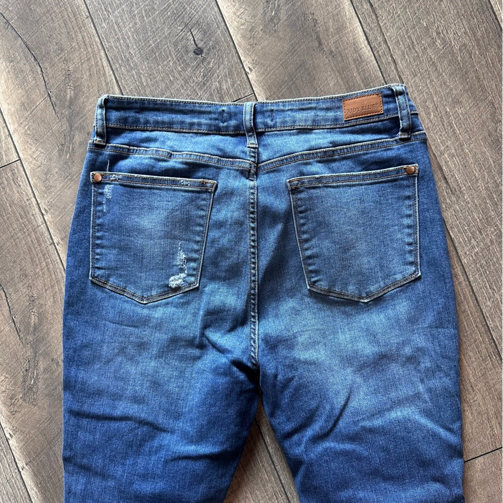 Judy Blue Plaid Distressed Skinny Jeans