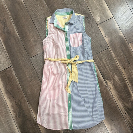 J. Crew Sleeveless Multicolor Button Down Dress