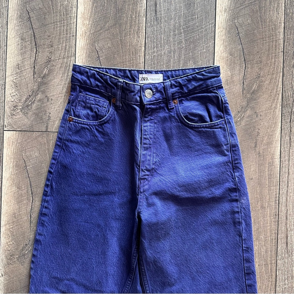 Zara Purple Hi Rise Wide Leg Jeans