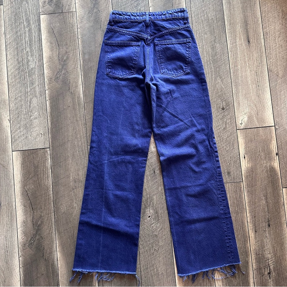 Zara Purple Hi Rise Wide Leg Jeans