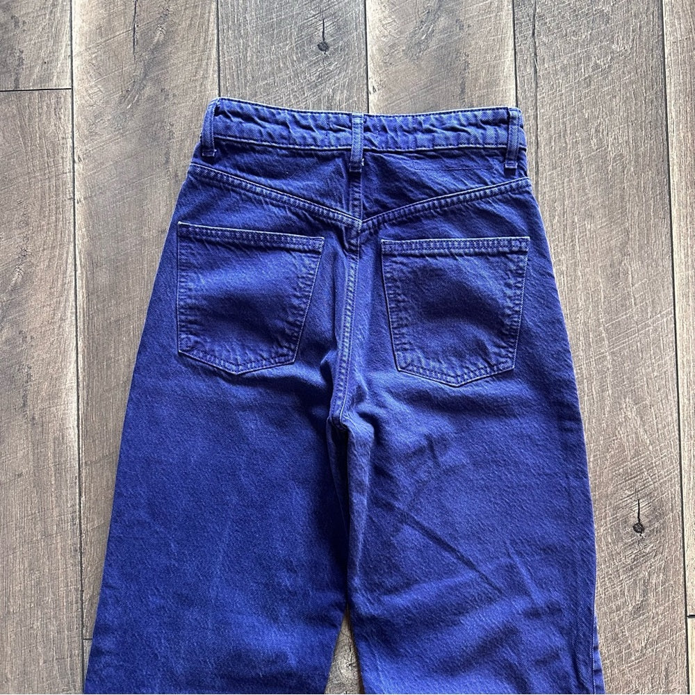 Zara Purple Hi Rise Wide Leg Jeans