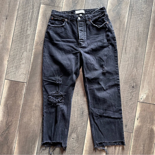 Abercrombie & Fitch Curve Love Black Hi Rise Straight Jeans