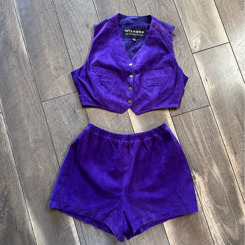 Wilson’s Leather Purple 2pc Vest & Shorts Set