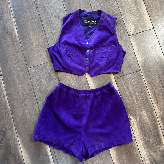 Wilson’s Leather Purple 2pc Vest & Shorts Set