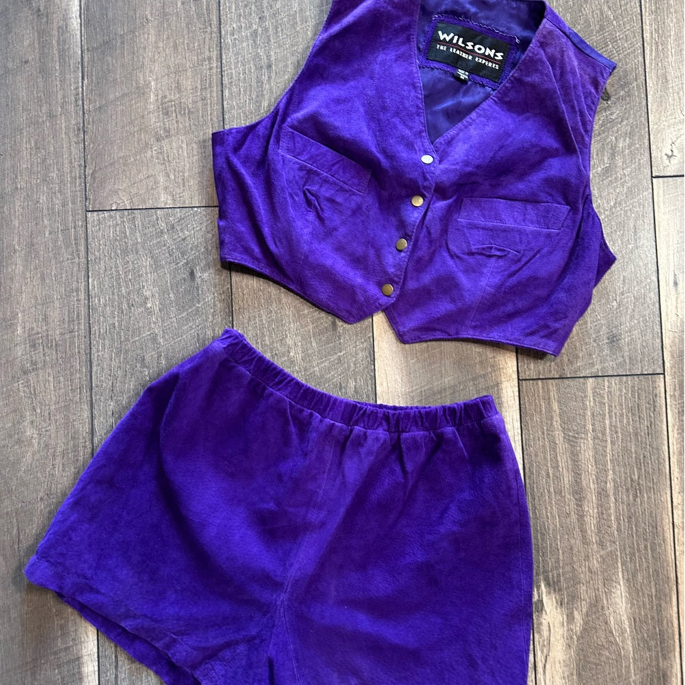 Wilson’s Leather Purple 2pc Vest & Shorts Set