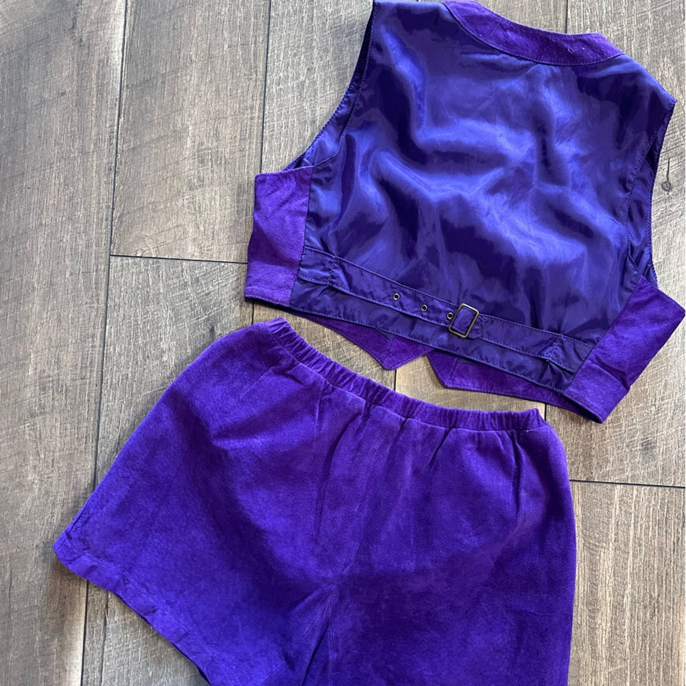 Wilson’s Leather Purple 2pc Vest & Shorts Set