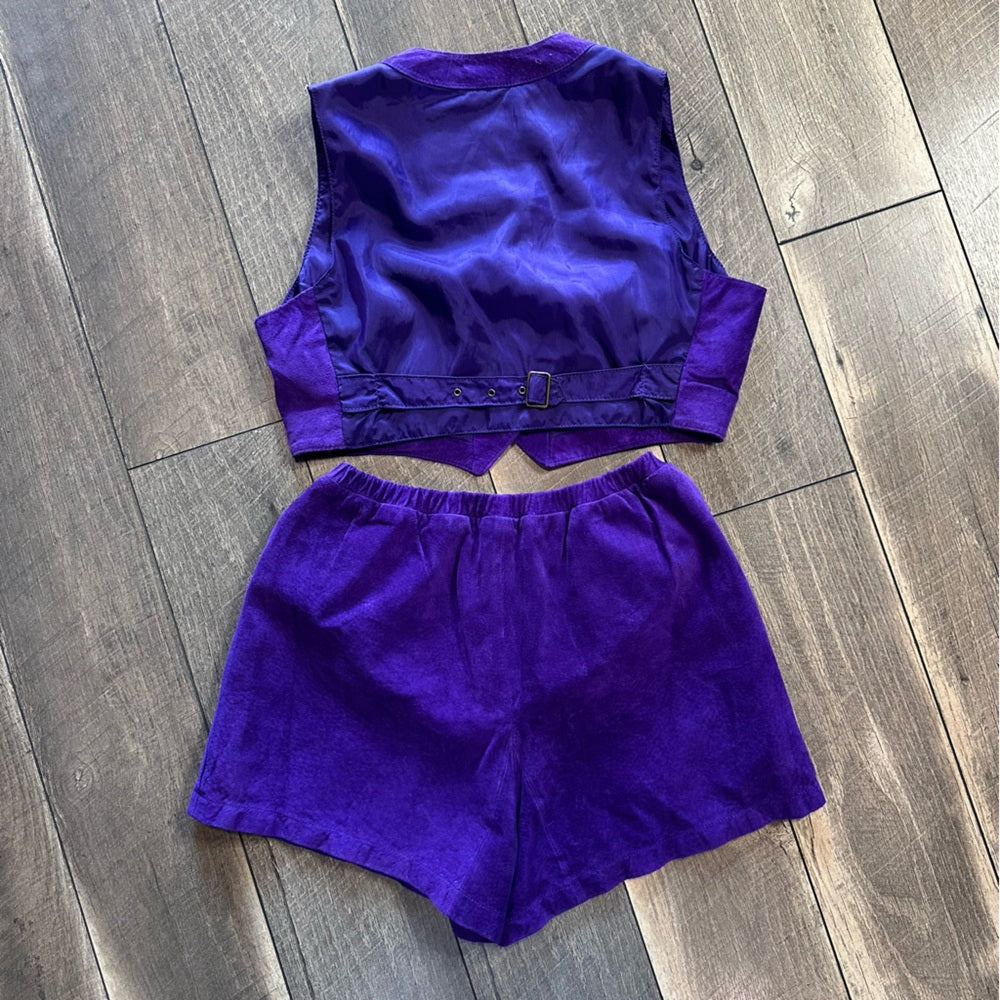 Wilson’s Leather Purple 2pc Vest & Shorts Set