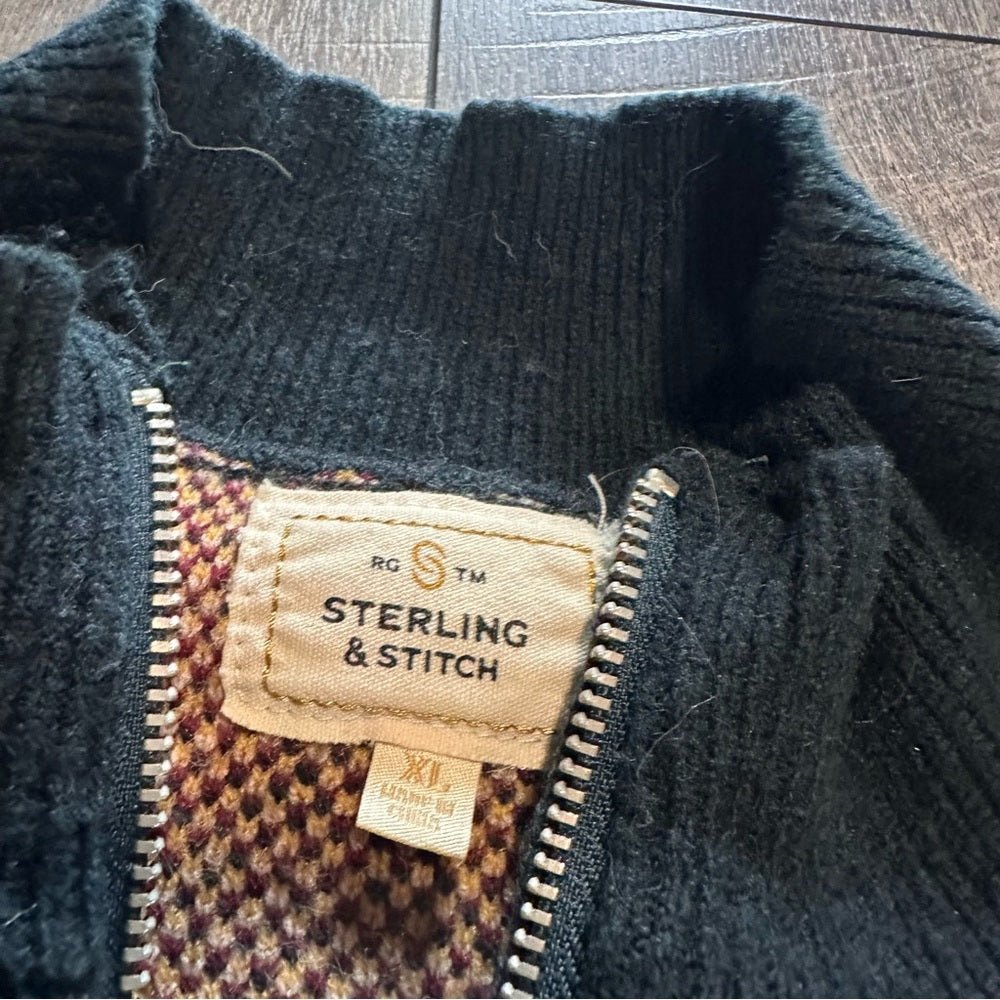 Sterling & Stitch Fringe 1/4 Zip Pullover Sweater