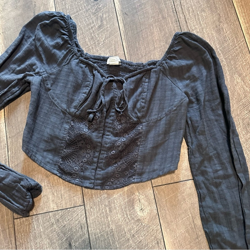 American Eagle Corset Long Sleeve Top