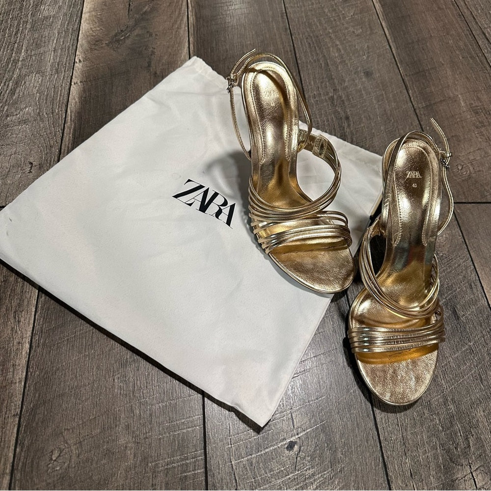 Zara Gold Strappy Heels