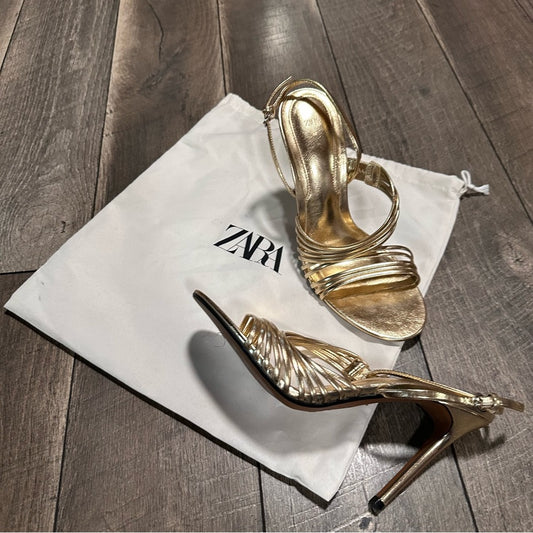 Zara Gold Strappy Heels