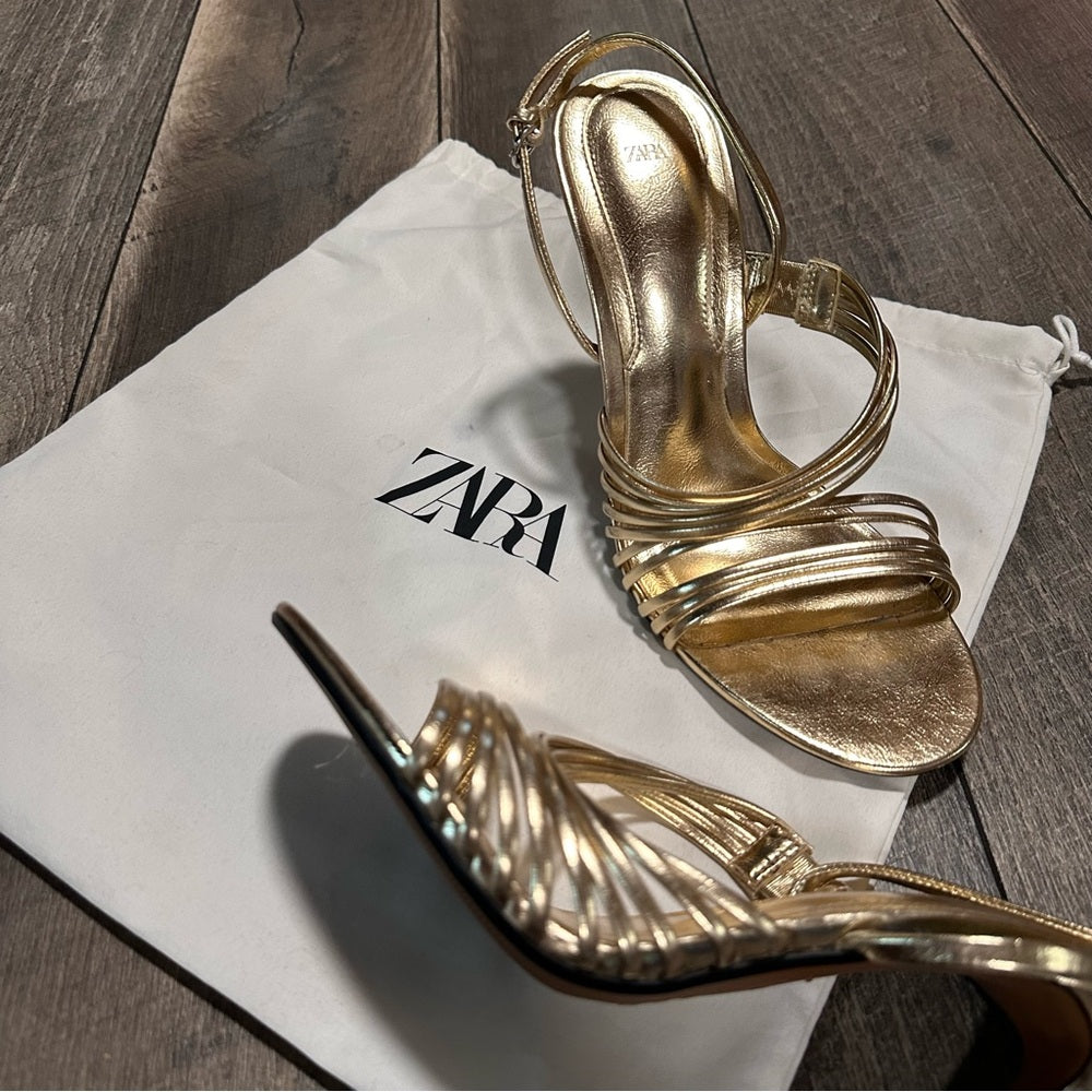 Zara Gold Strappy Heels