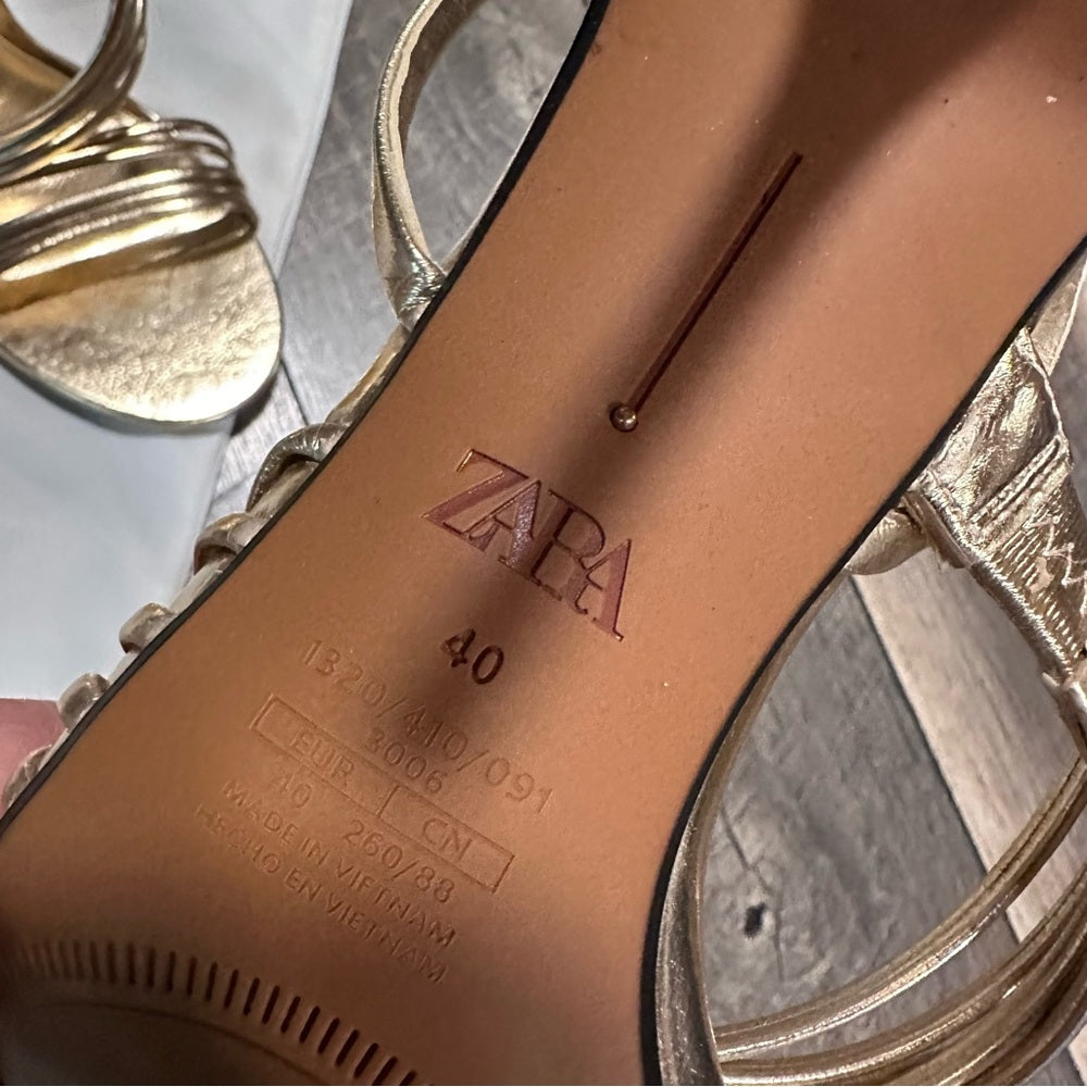 Zara Gold Strappy Heels