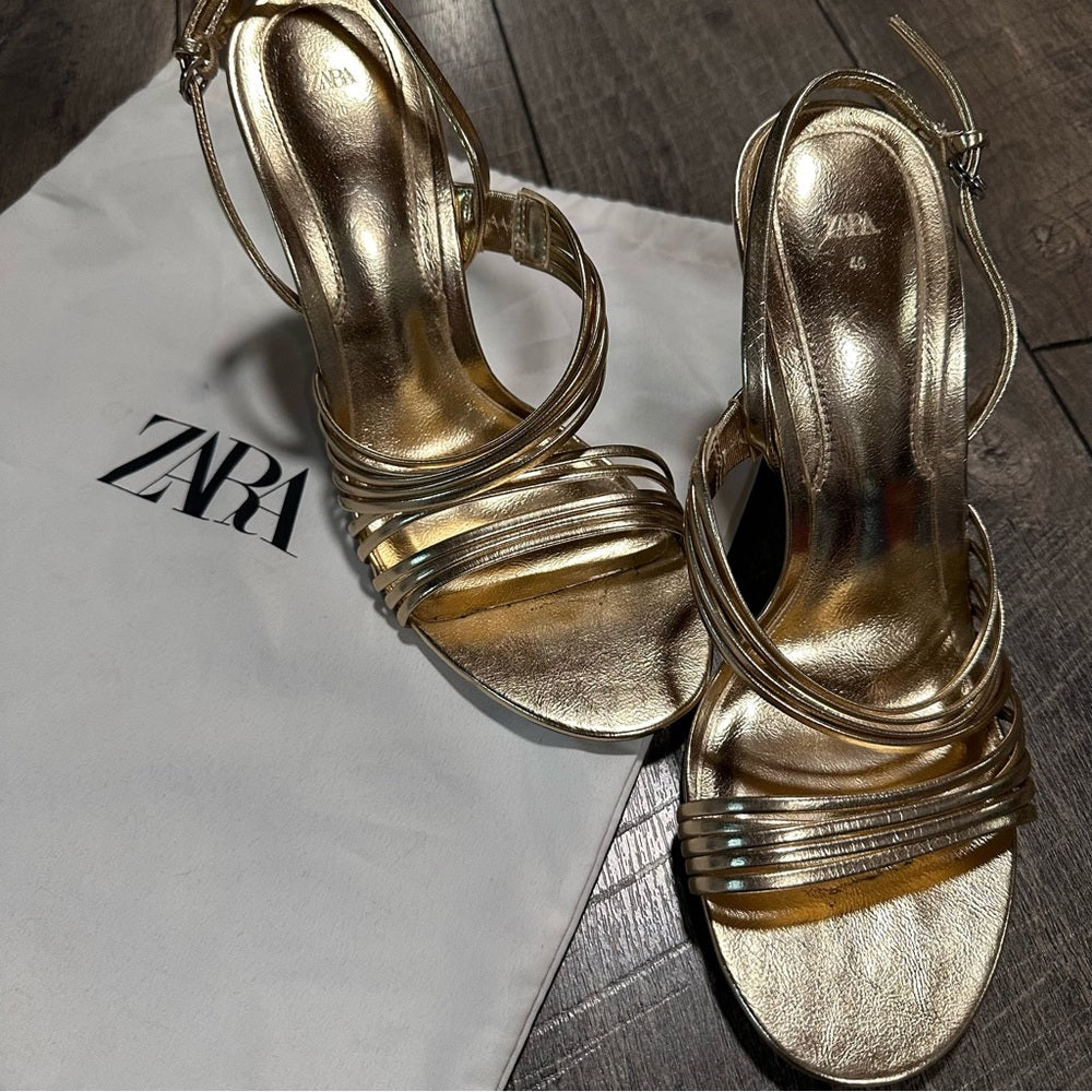 Zara Gold Strappy Heels