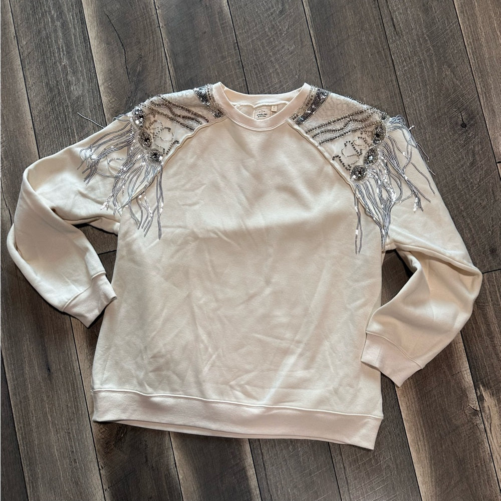 Sterling & Stitch Beaded + Sequin Fringe Crewneck