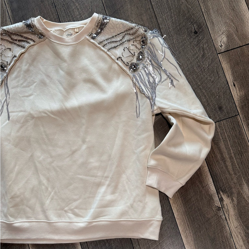 Sterling & Stitch Beaded + Sequin Fringe Crewneck