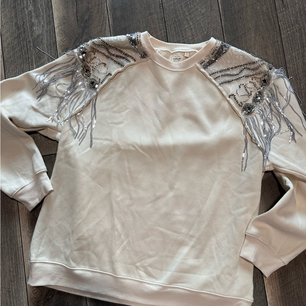 Sterling & Stitch Beaded + Sequin Fringe Crewneck