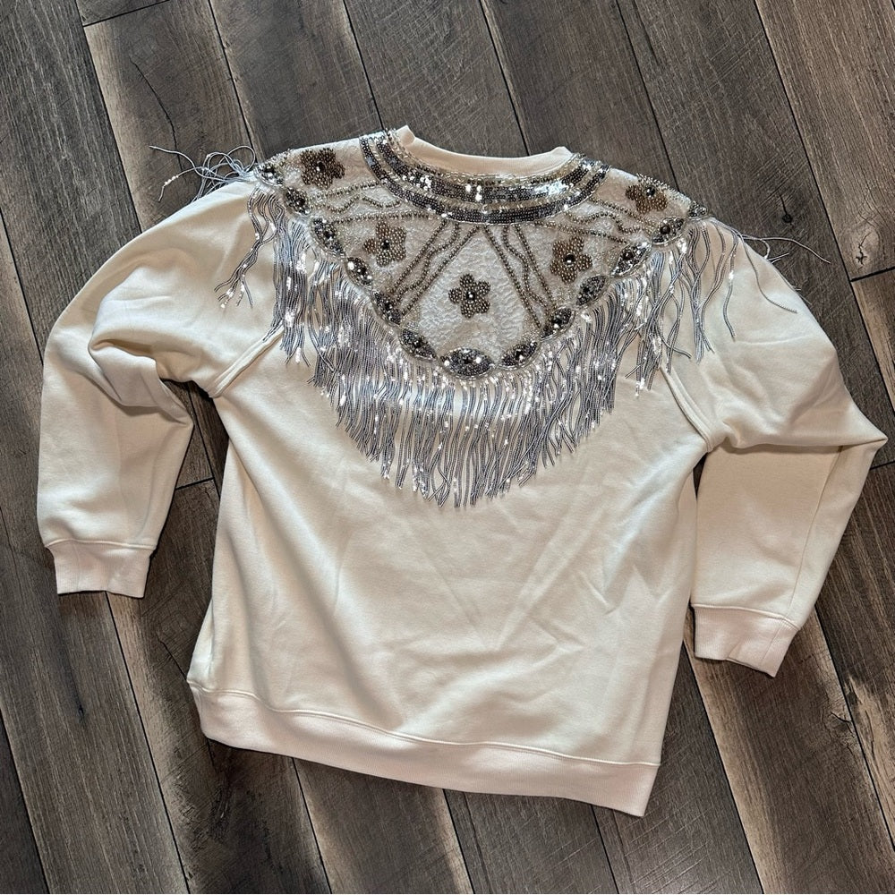 Sterling & Stitch Beaded + Sequin Fringe Crewneck
