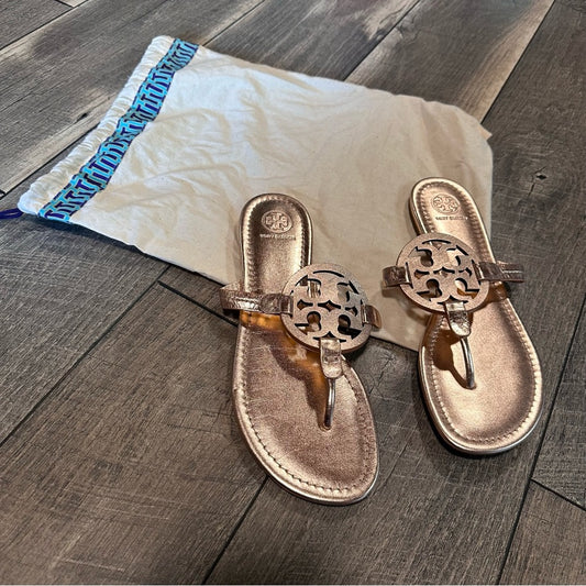 Tory Burch Rose Gold Leather Sandals
