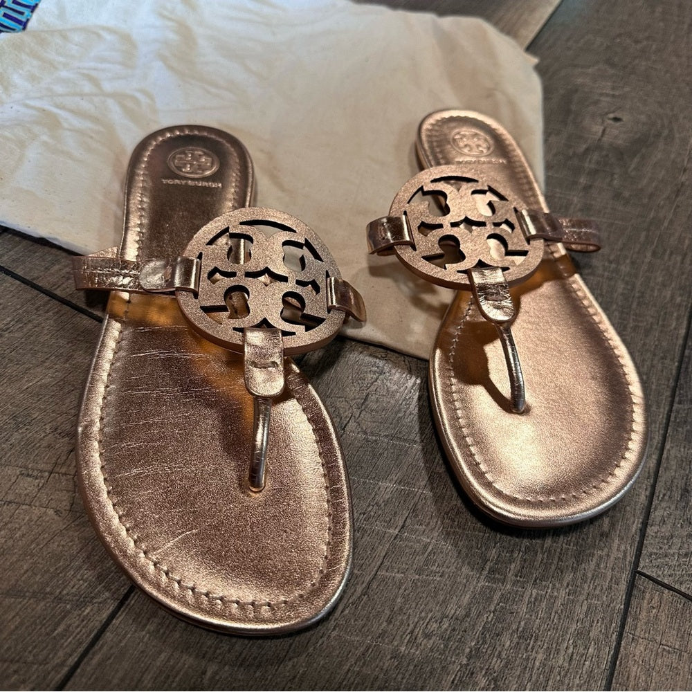 Tory Burch Rose Gold Leather Sandals