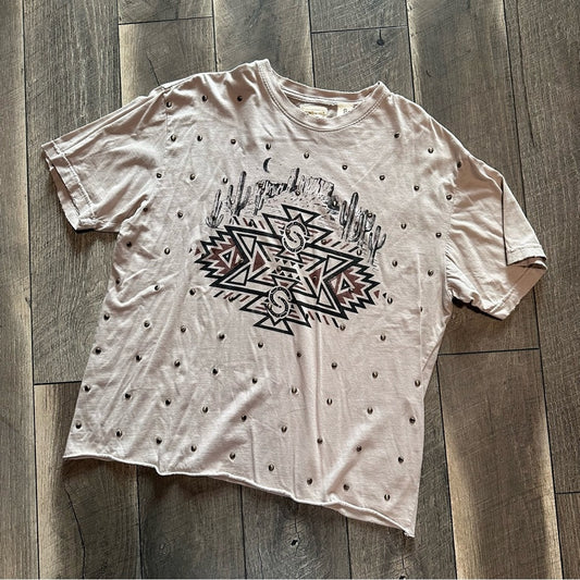 Sterling & Stitch Studded Short Sleeve Top