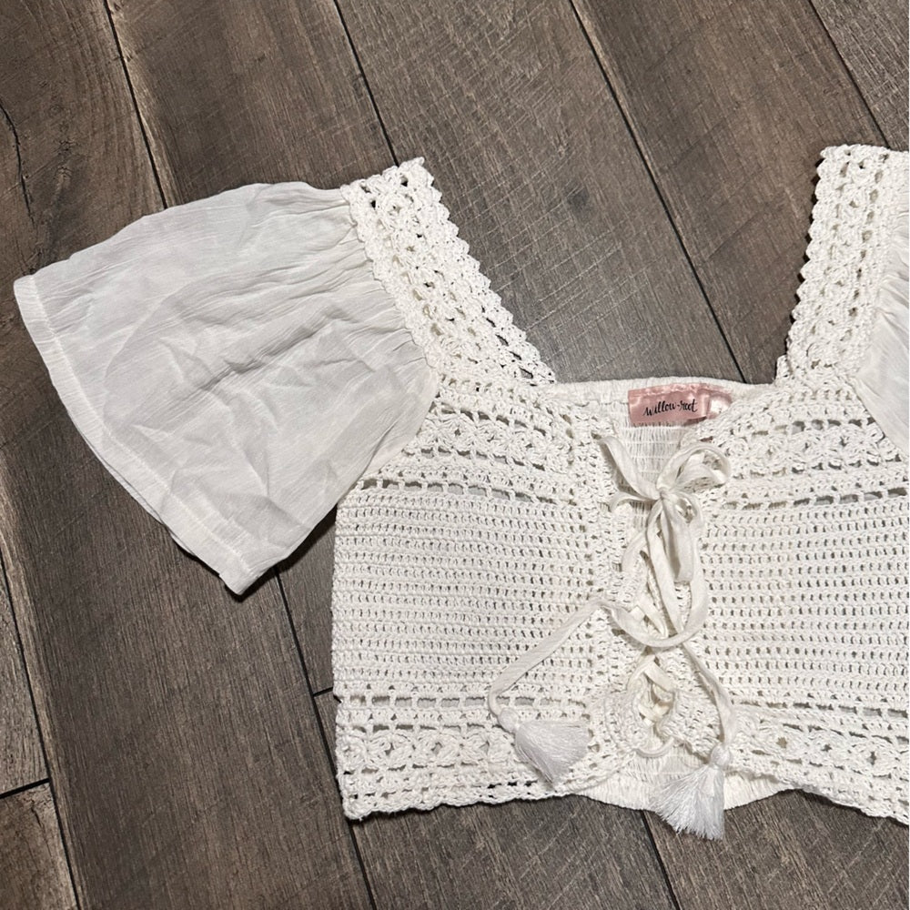 Willow & Root Flutter Sleeve Crop Top