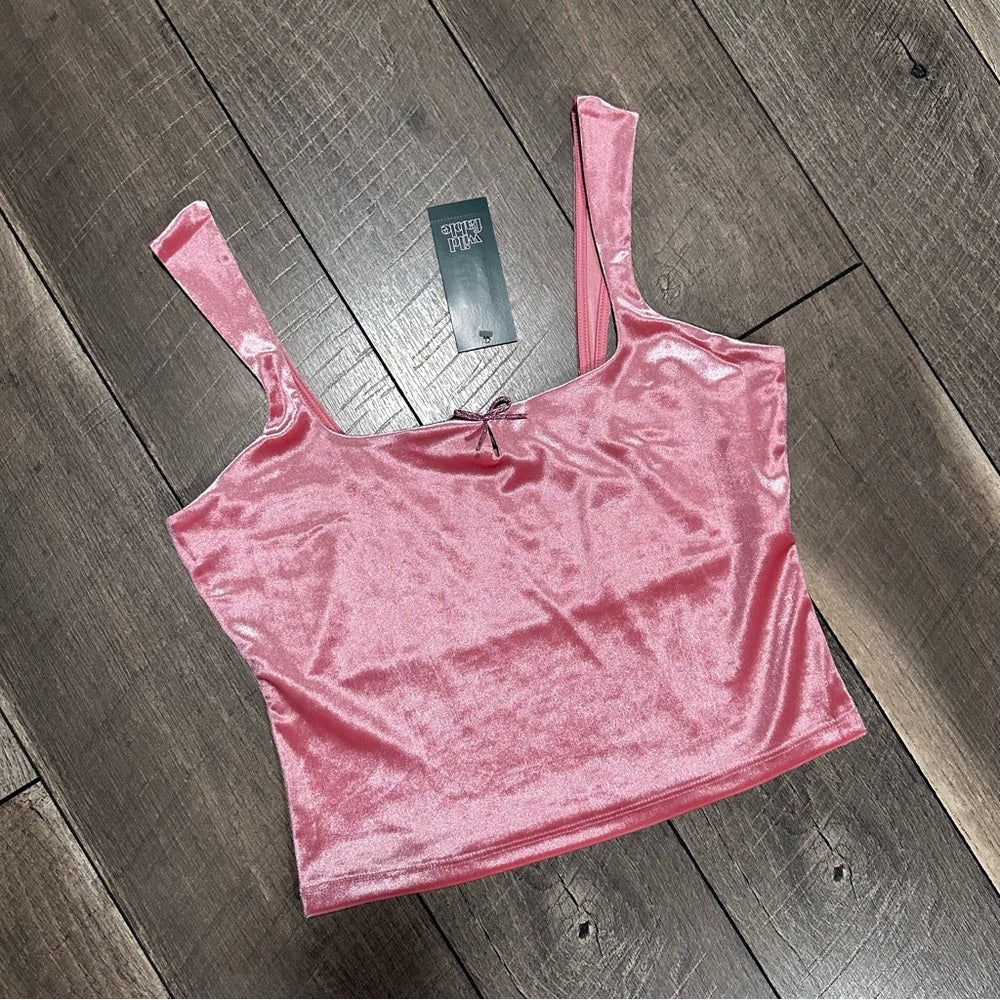 Wild Fable Pink Velour Crop Tank