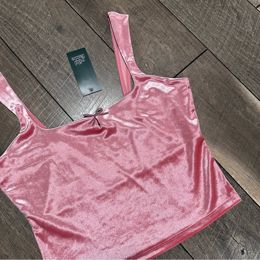Wild Fable Pink Velour Crop Tank