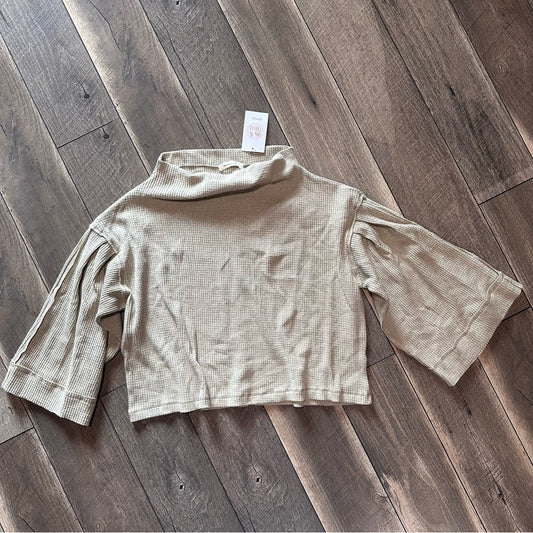 Mustard Seed Waffleknit Wide Sleeves Top
