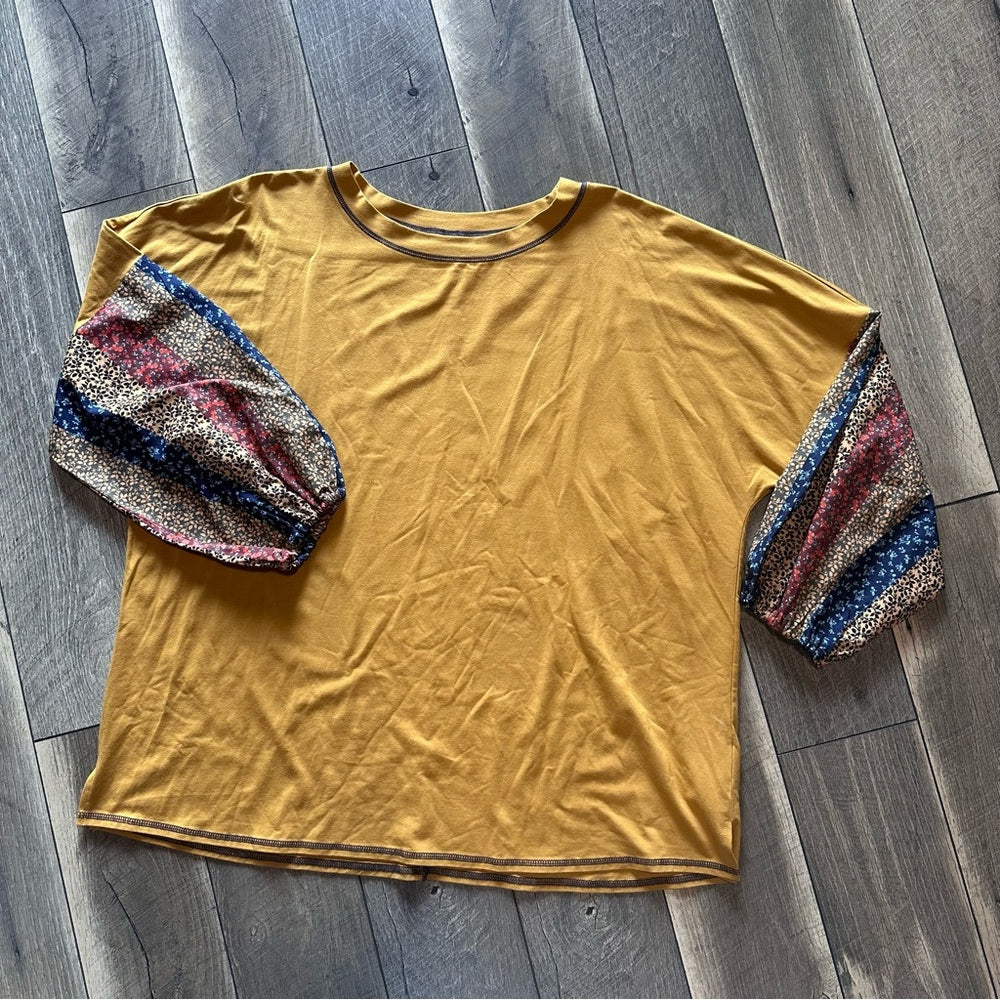 Belle Boho by Kim Graver Mustard Floral Long Sleeve Top
