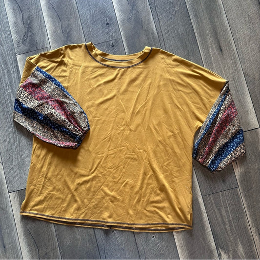 Belle Boho by Kim Graver Mustard Floral Long Sleeve Top