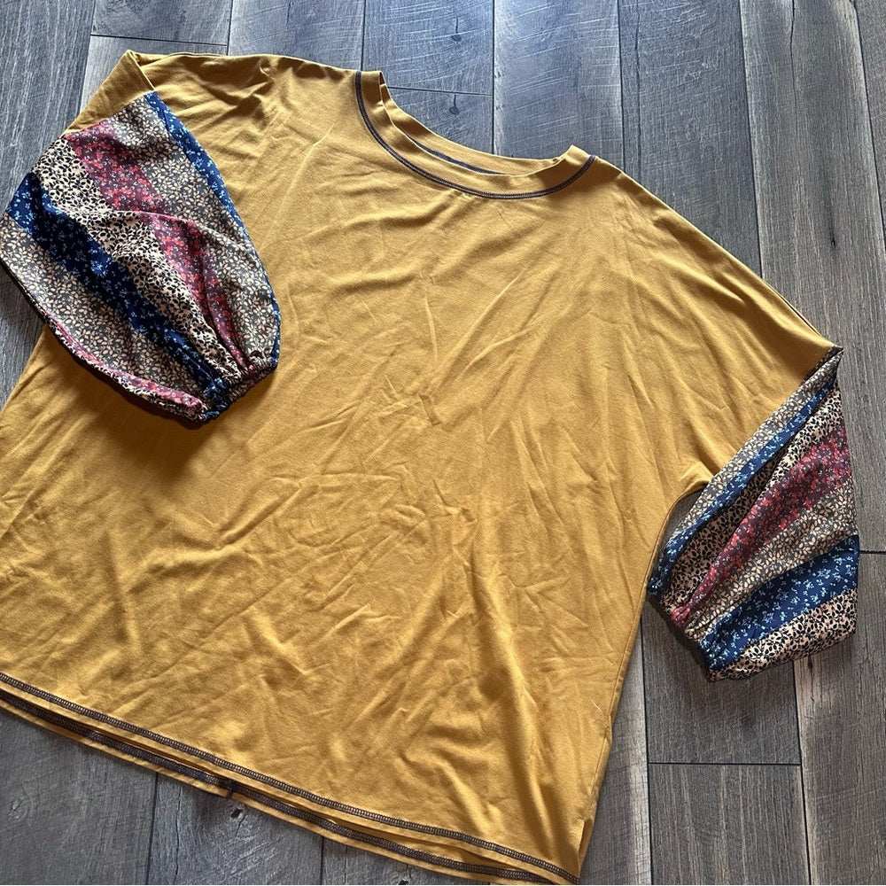 Belle Boho by Kim Graver Mustard Floral Long Sleeve Top