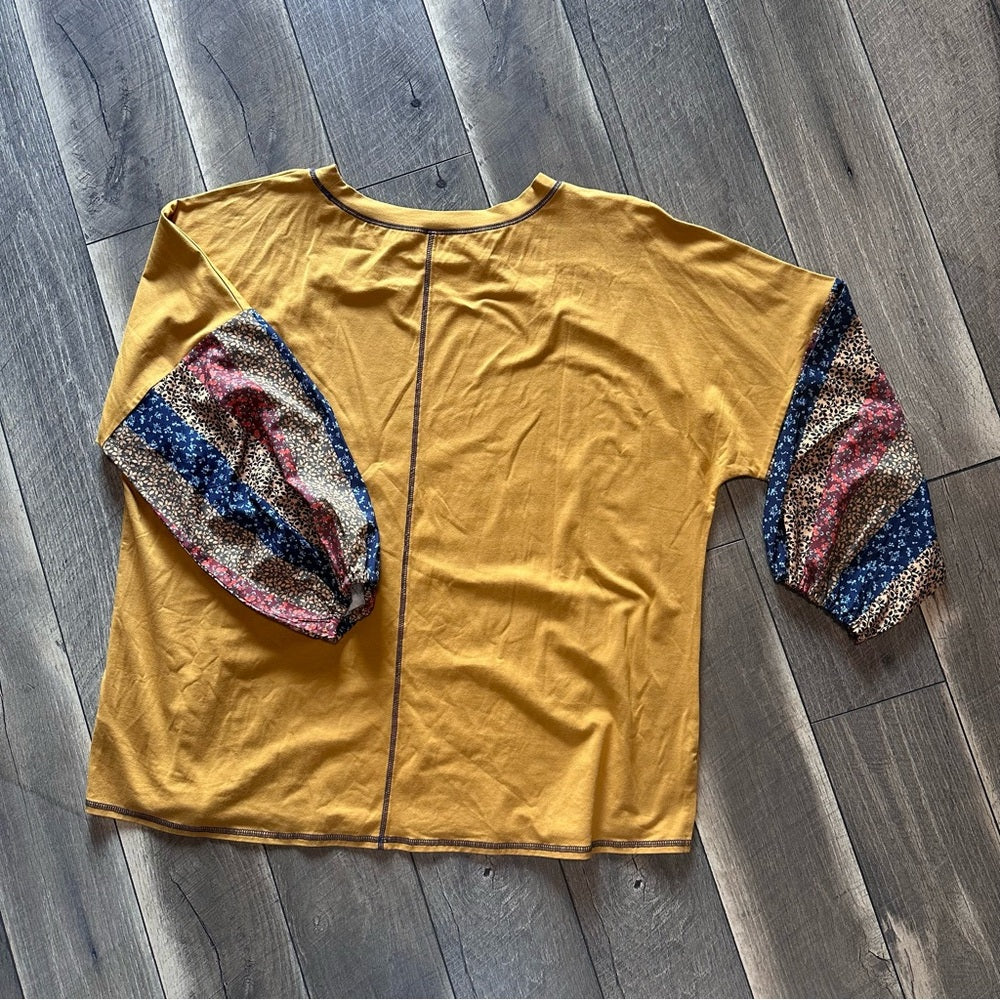 Belle Boho by Kim Graver Mustard Floral Long Sleeve Top