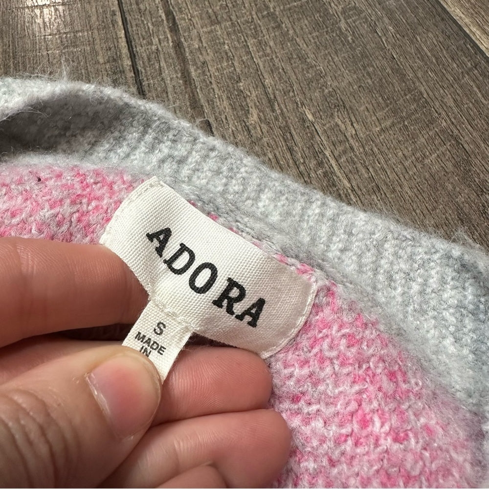Adora Pink Oversized Christmas Tree Fuzzy Button Up Sweater