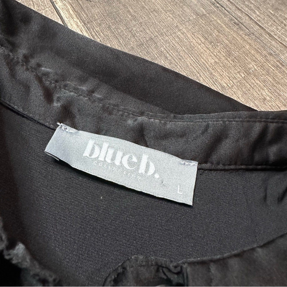 Blue B. Black Silky Fringe Detail Button Down