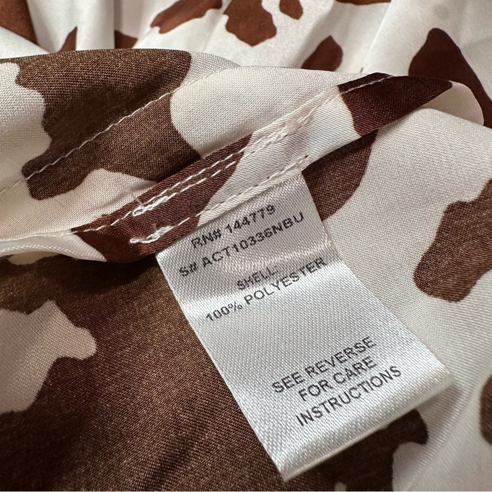 ACOA Cow Print Silky Button Down