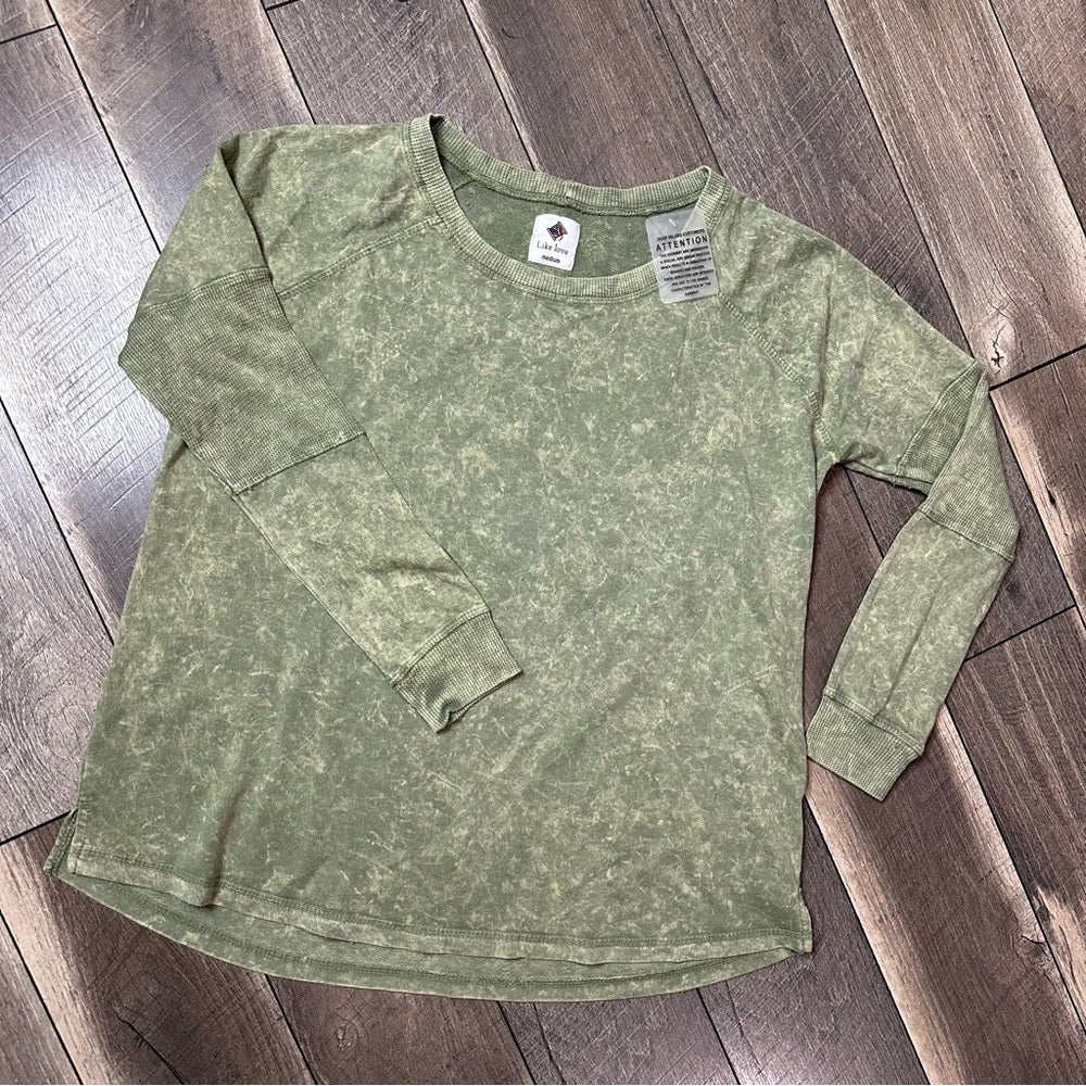 Like Love Stonewash Long Sleeve Top