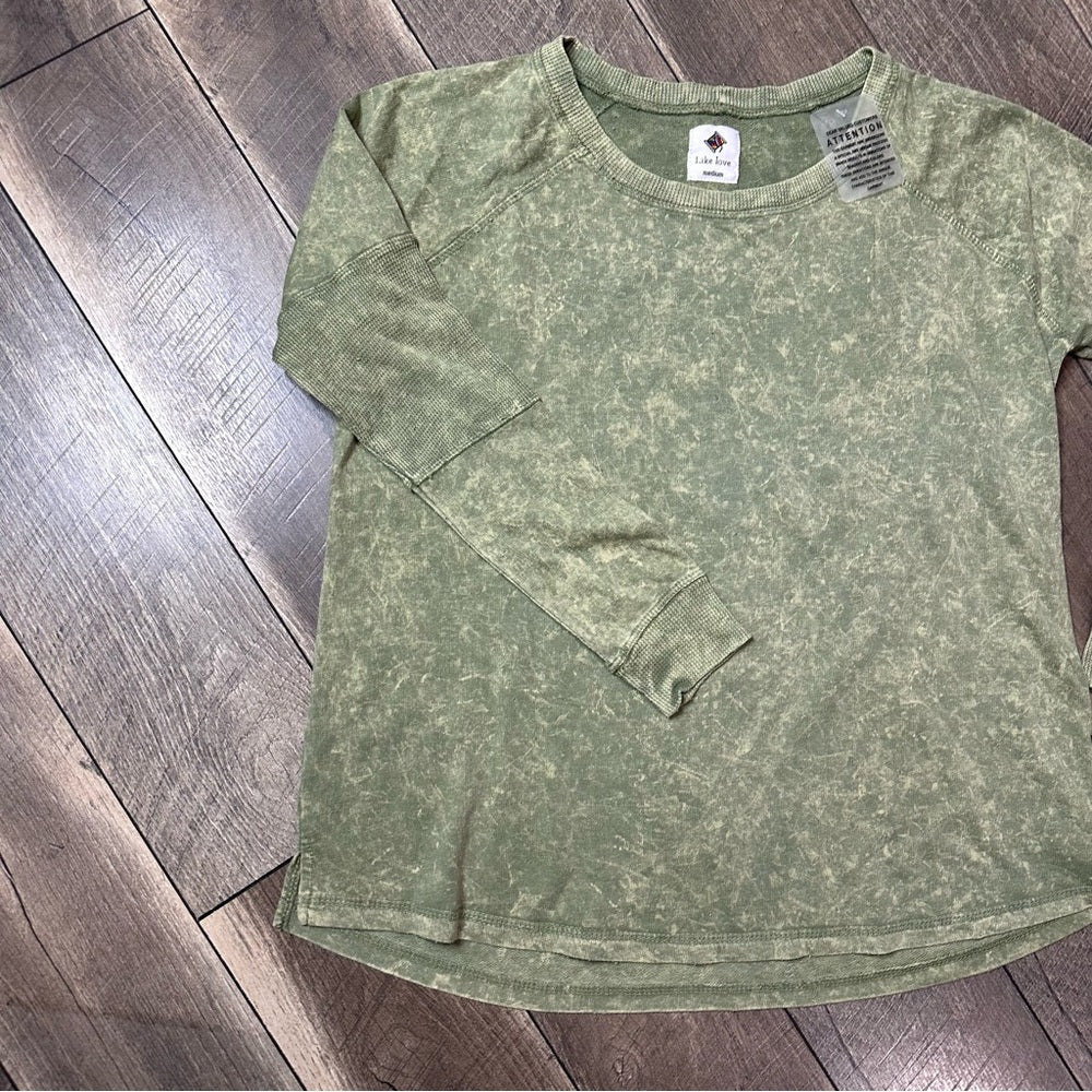 Like Love Stonewash Long Sleeve Top
