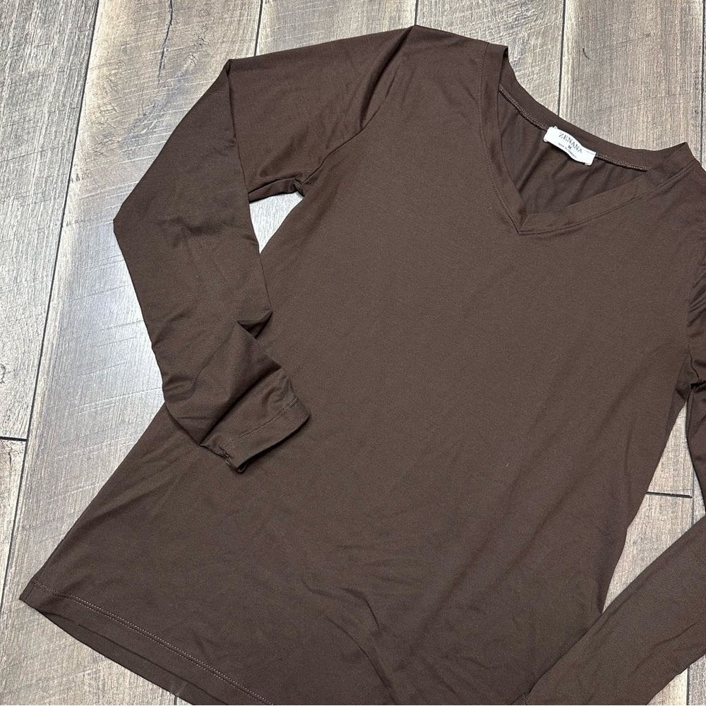 Zenana Chocolate Brown Buttery Long Sleeve