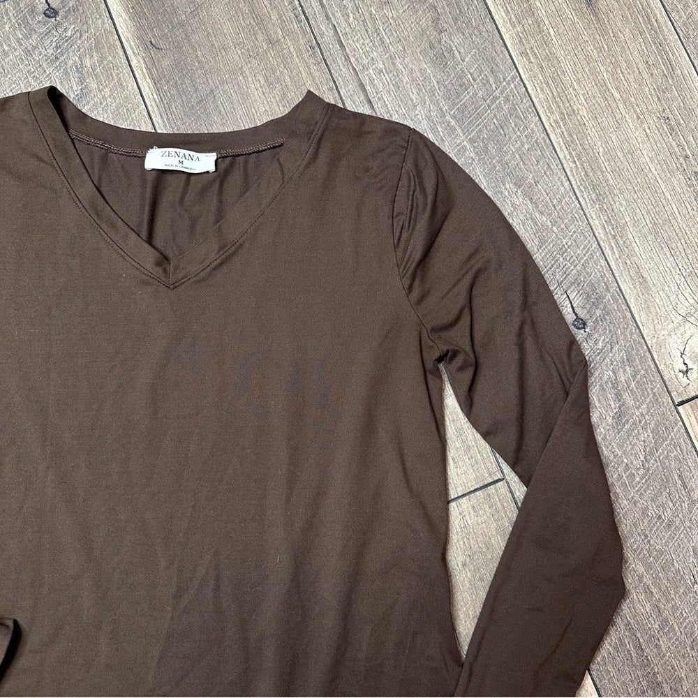 Zenana Chocolate Brown Buttery Long Sleeve