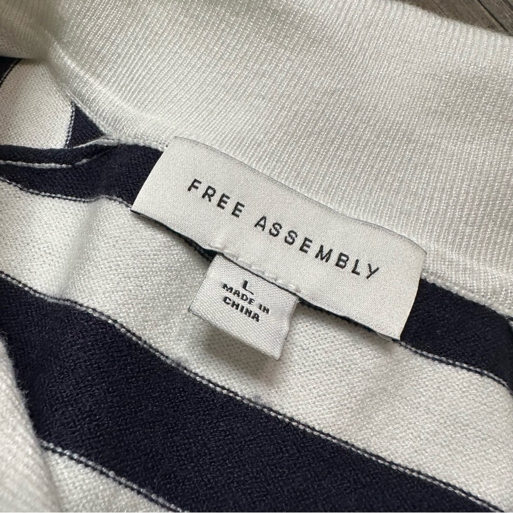 Free Assembly Navy Striped Button Down Sweater