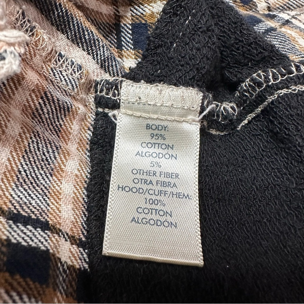 BKE Hooded Plaid Distressed Button Down