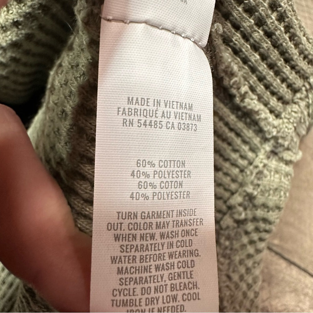 Aerie Olive Oversized Waffleknit Collared Pullover